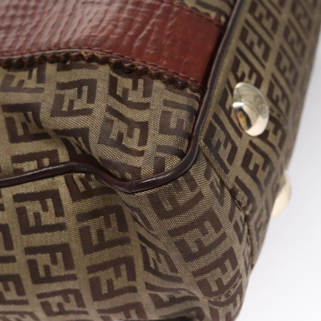 FENDI Zucchino Canvas Tote Bag Brown 108744