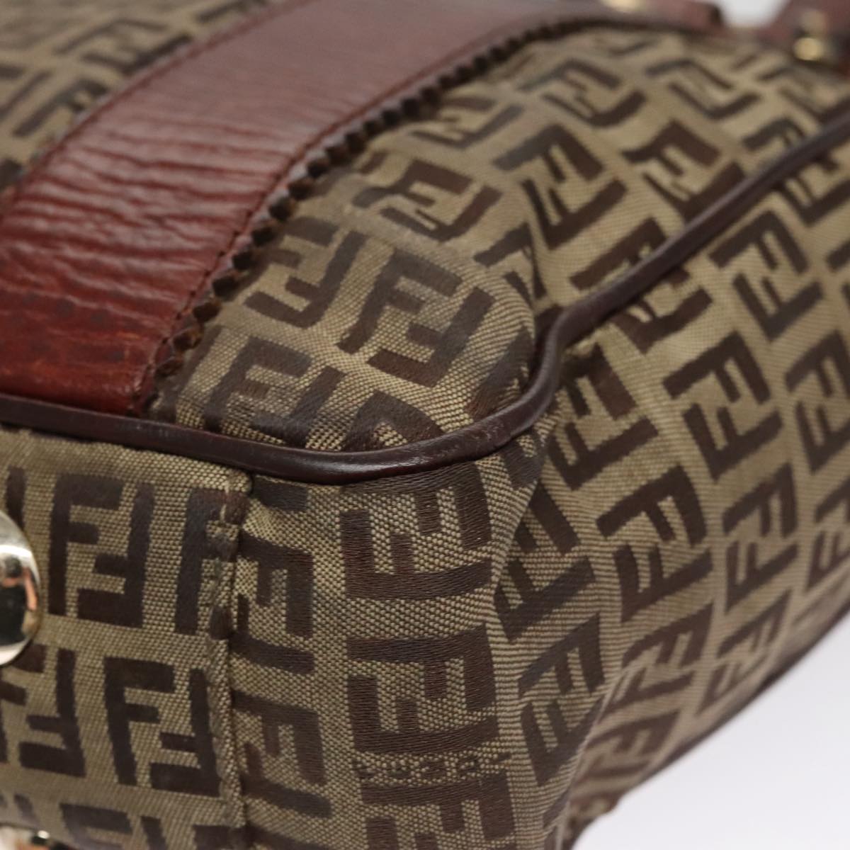FENDI Zucchino Canvas Tote Bag Brown 108744