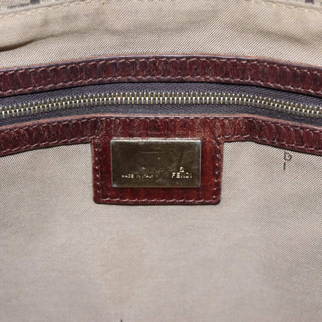 FENDI Zucchino Canvas Tote Bag Brown 108744