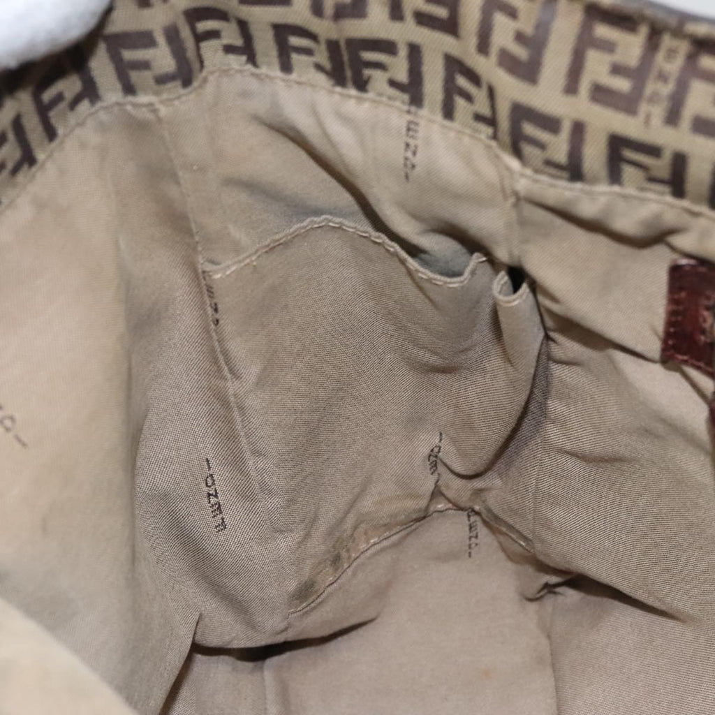 FENDI Zucchino Canvas Tote Bag Brown 108744