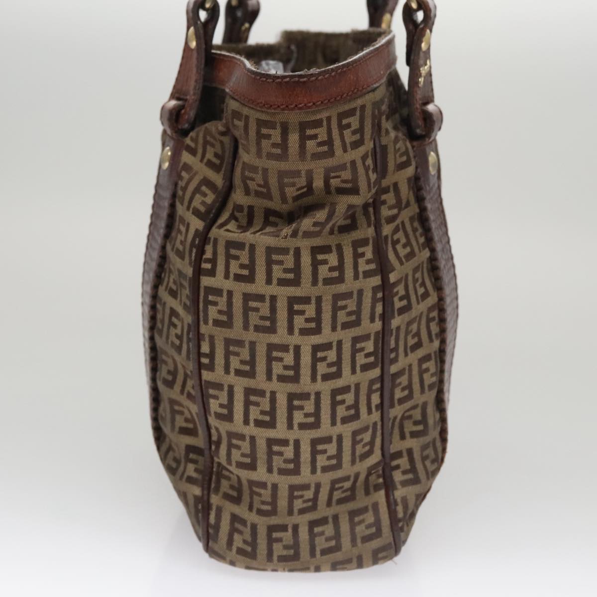 FENDI Zucchino Canvas Tote Bag Brown 108744