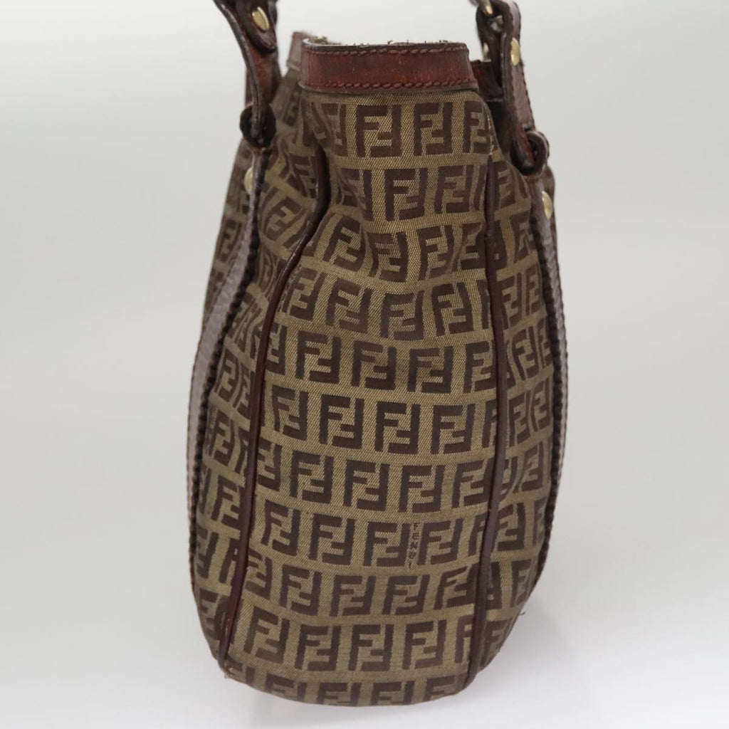 FENDI Zucchino Canvas Tote Bag Brown 108744