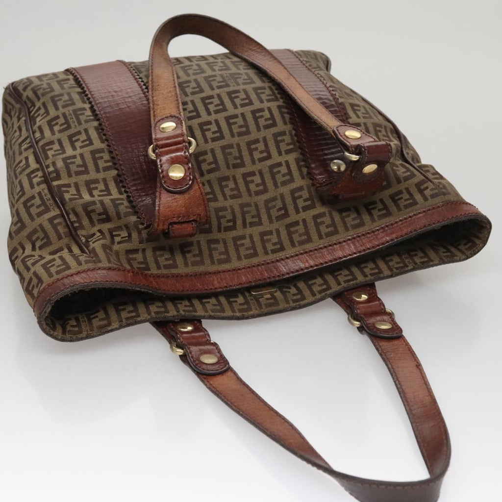 FENDI Zucchino Canvas Tote Bag Brown 108744