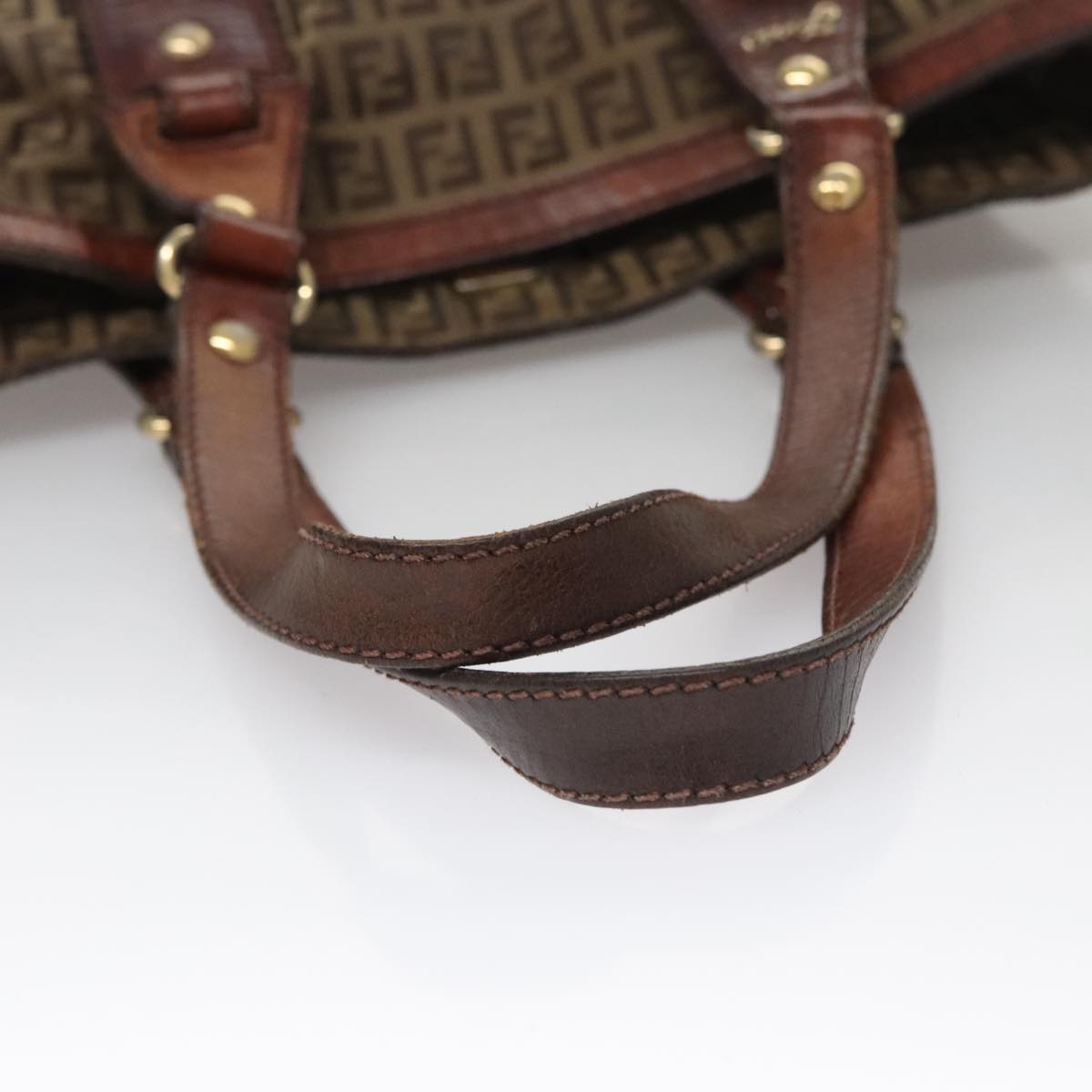 FENDI Zucchino Canvas Tote Bag Brown 108744