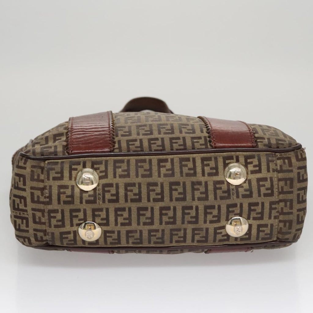FENDI Zucchino Canvas Tote Bag Brown 108744