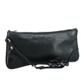 CHANEL Camelia Clutch Bag Lamb Skin Black Silver CC 108816