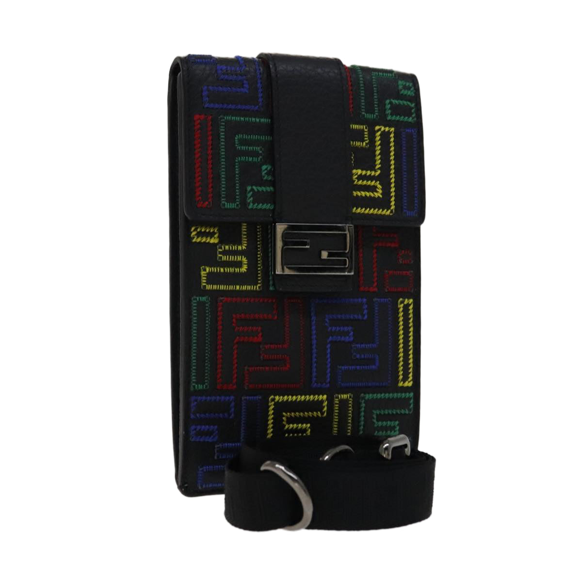 FENDI Zucca Canvas Smartphone holder Pouch Leather Multicolor 7AS120 108838
