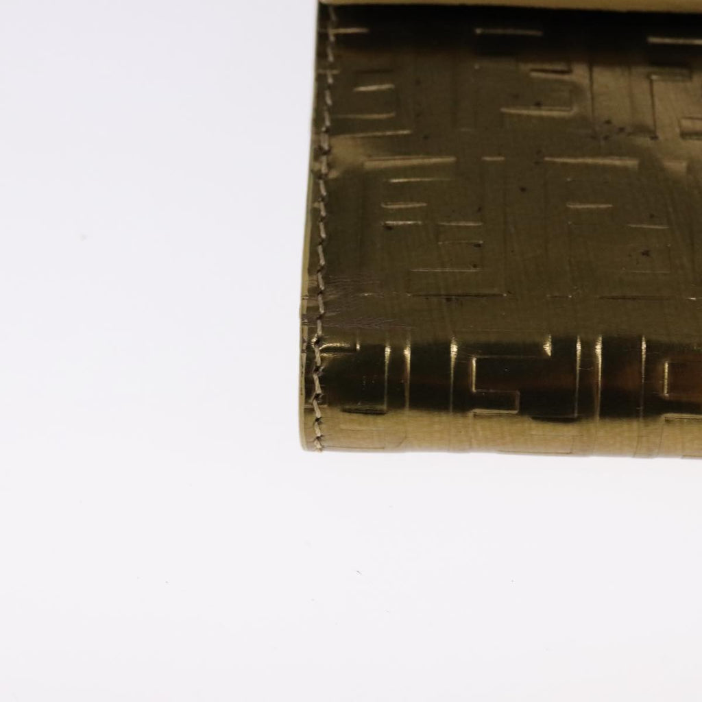 FENDI Zucchino Canvas Wallet Patent leather Gold 108922