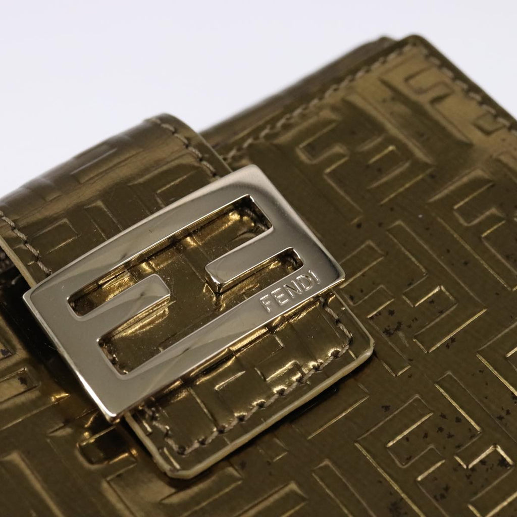 FENDI Zucchino Canvas Wallet Patent leather Gold 108922