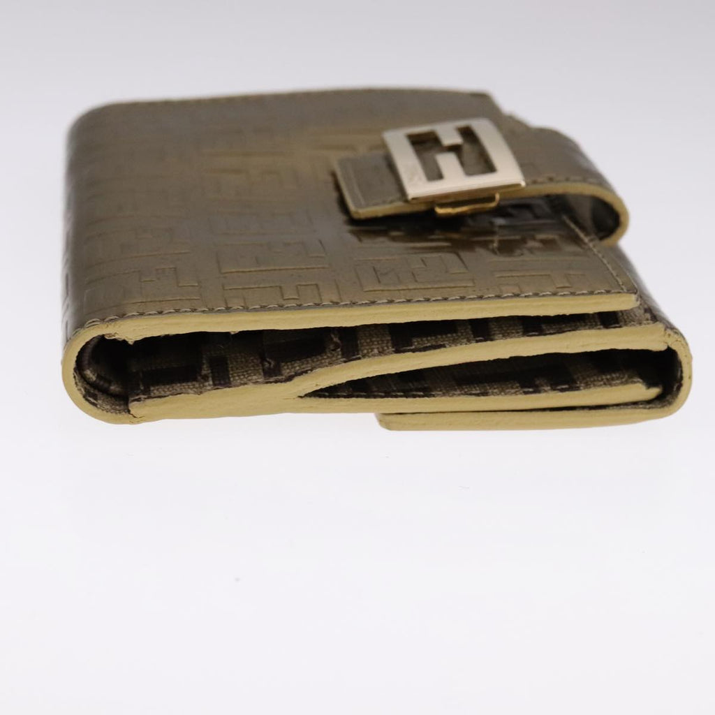 FENDI Zucchino Canvas Wallet Patent leather Gold 108922