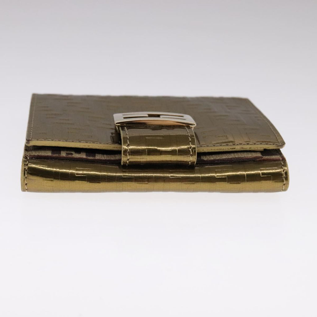 FENDI Zucchino Canvas Wallet Patent leather Gold 108922