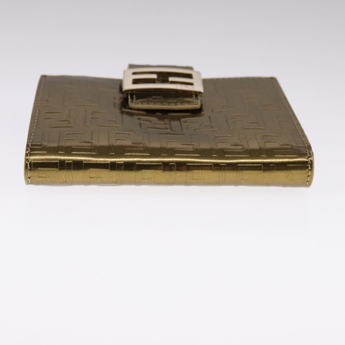 FENDI Zucchino Canvas Wallet Patent leather Gold 108922