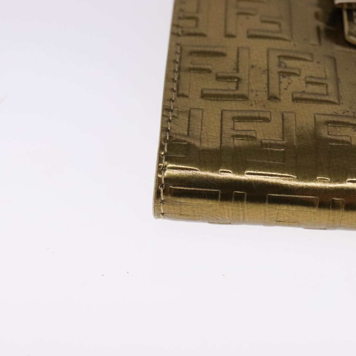 FENDI Zucchino Canvas Wallet Patent leather Gold 108922