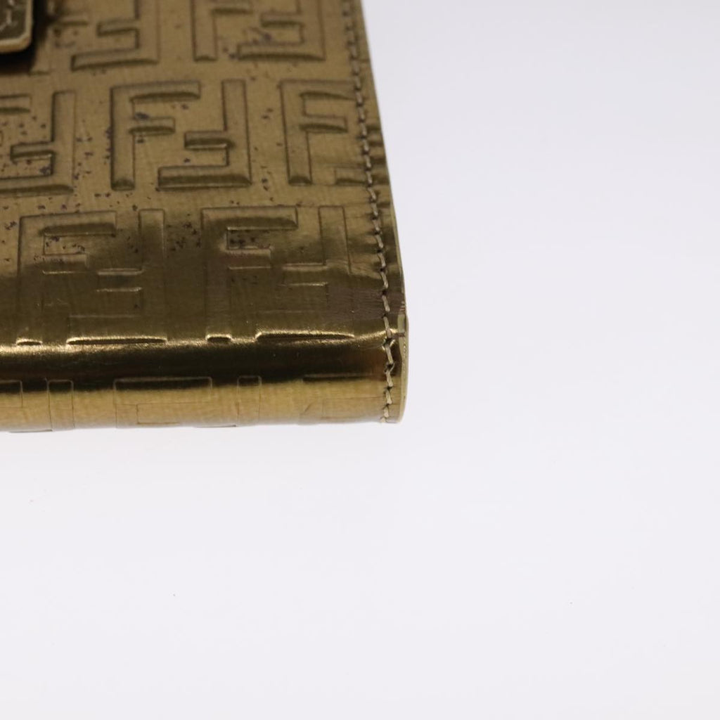 FENDI Zucchino Canvas Wallet Patent leather Gold 108922