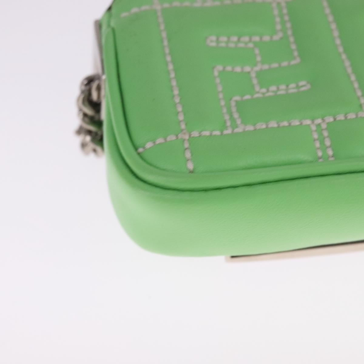 FENDI Zucca Canvas Nano Baguette Shoulder Bag Leather Green 108928A