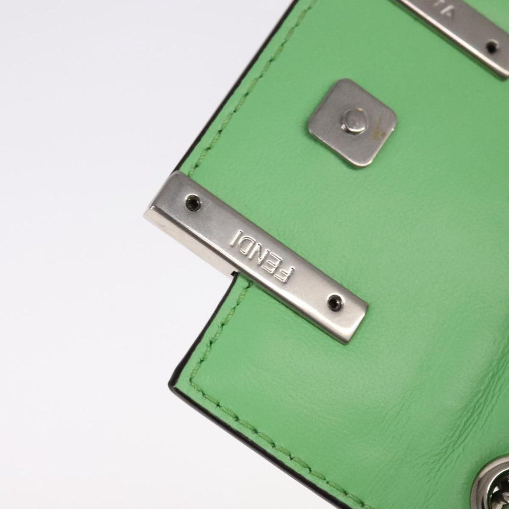 FENDI Zucca Canvas Nano Baguette Shoulder Bag Leather Green 108928A