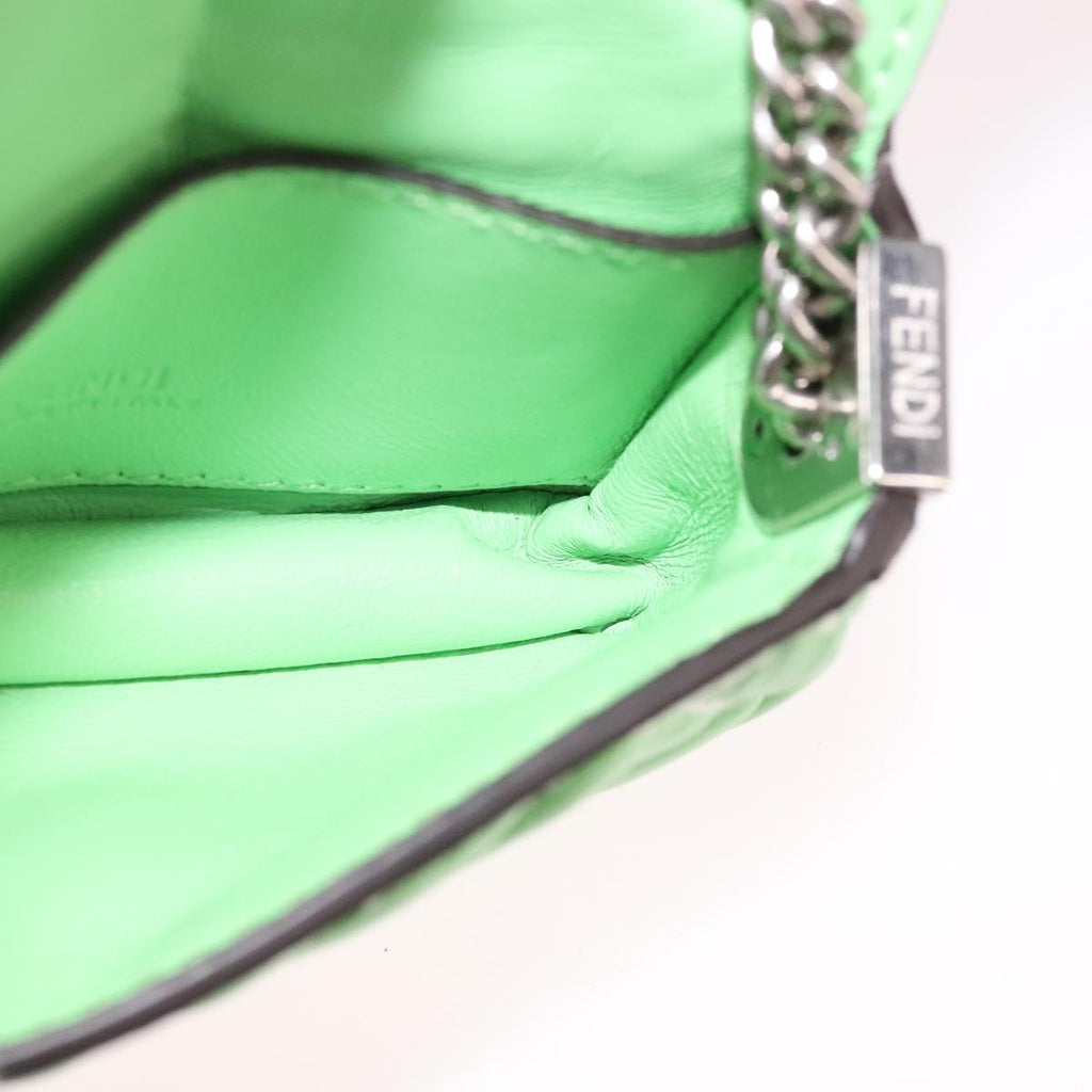 FENDI Zucca Canvas Nano Baguette Shoulder Bag Leather Green 108928A