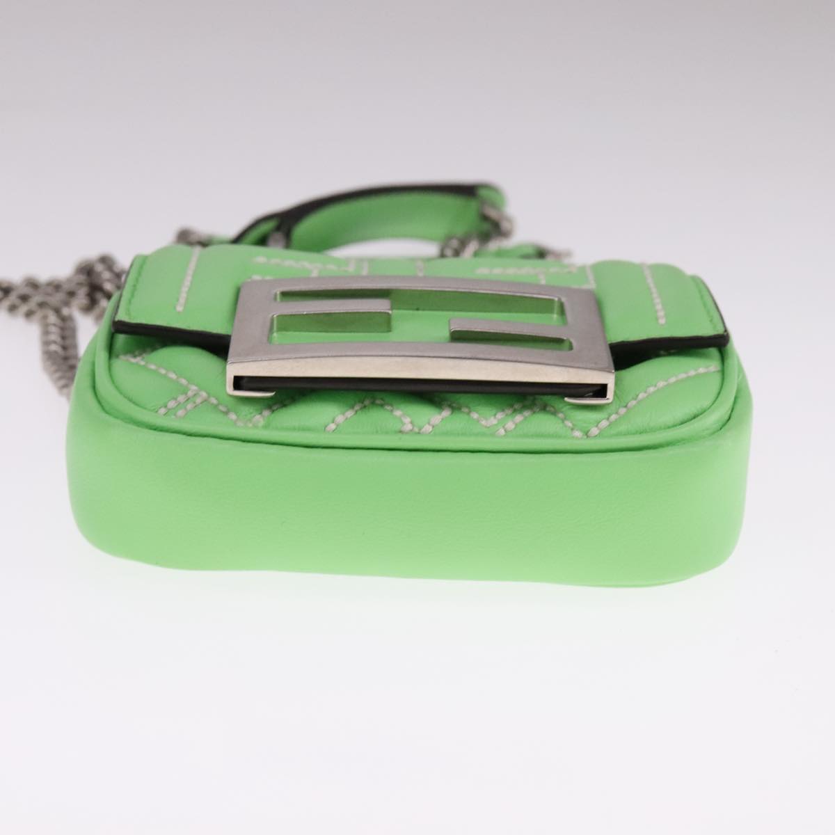 FENDI Zucca Canvas Nano Baguette Shoulder Bag Leather Green 108928A
