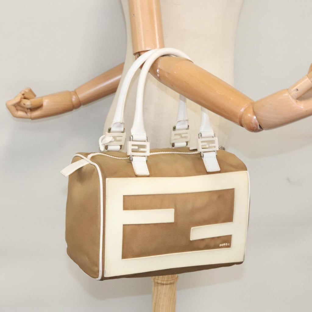 FENDI Hand Bag Canvas Beige 108950