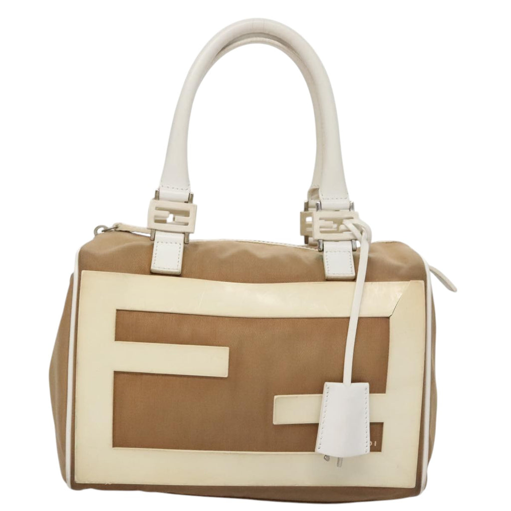 FENDI Hand Bag Canvas Beige 108950