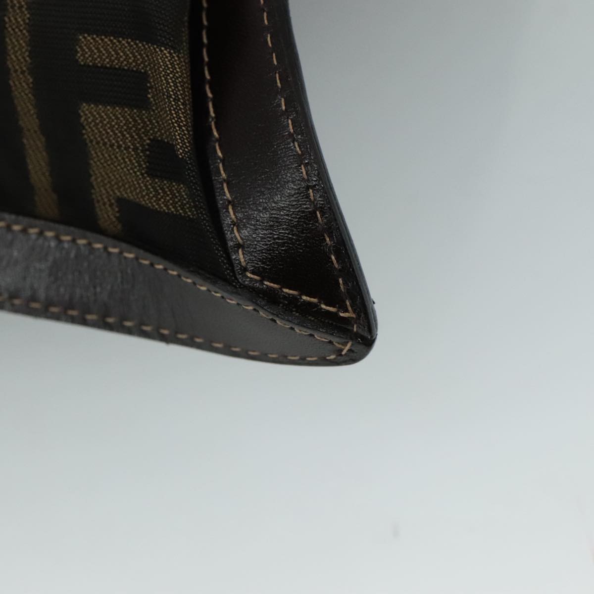 FENDI Zucca Canvas Clutch Bag Brown Black gold 108974