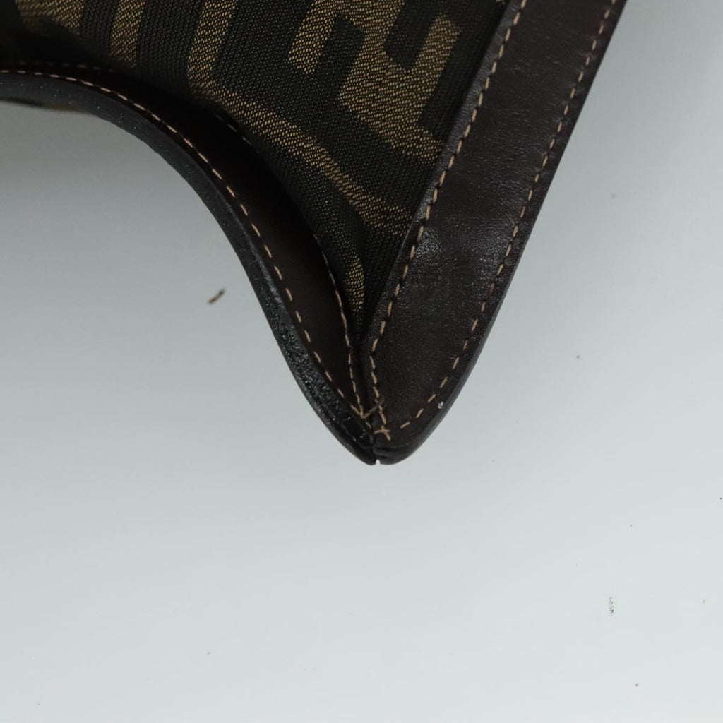 FENDI Zucca Canvas Clutch Bag Brown Black gold 108974