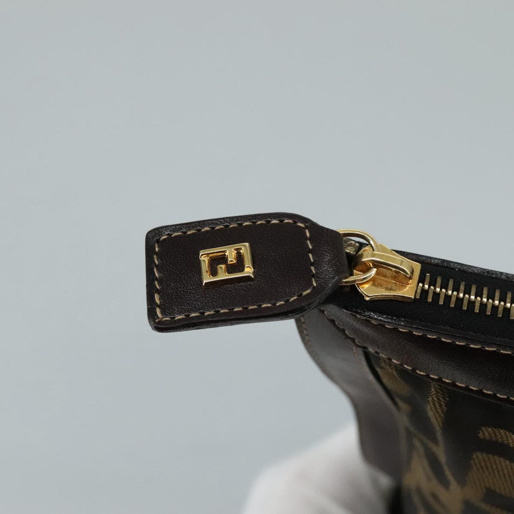 FENDI Zucca Canvas Clutch Bag Brown Black gold 108974