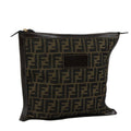 FENDI Zucca Canvas Clutch Bag Brown Black gold 108974