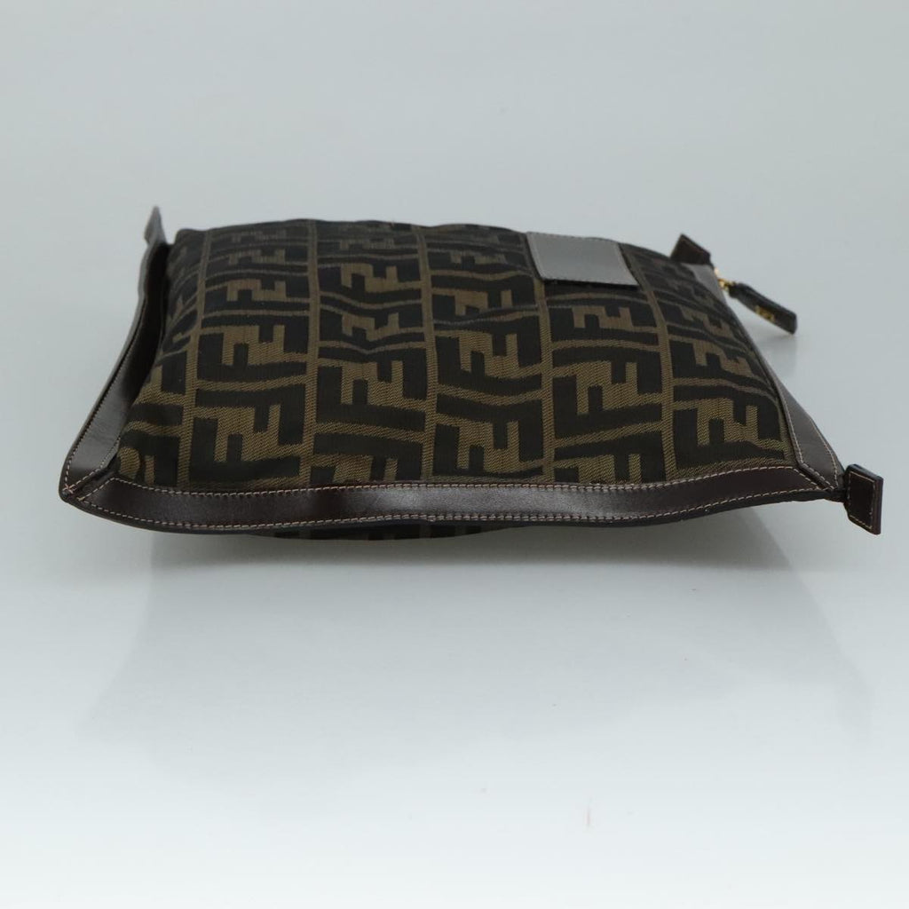 FENDI Zucca Canvas Clutch Bag Brown Black gold 108974