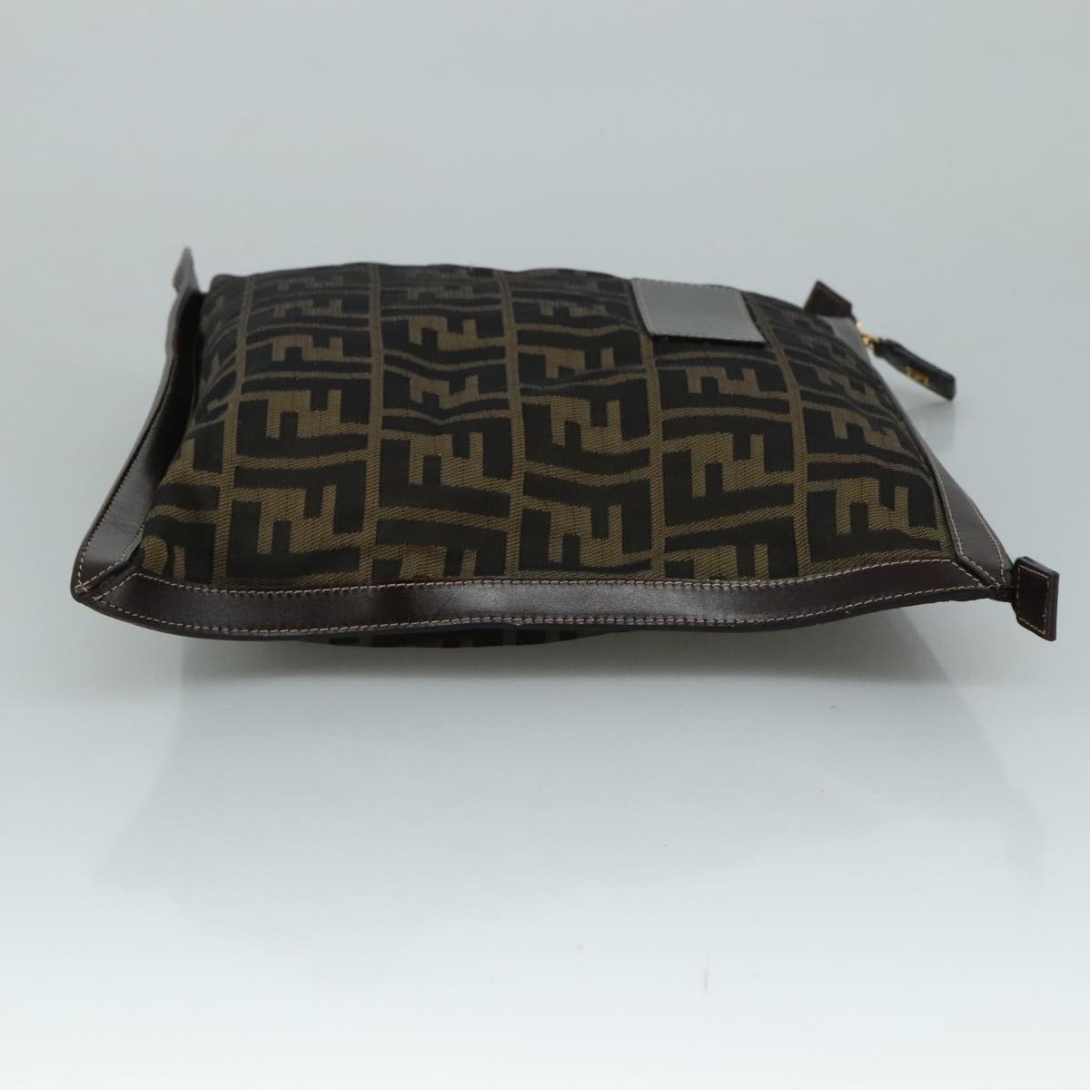 FENDI Zucca Canvas Clutch Bag Brown Black gold 108974