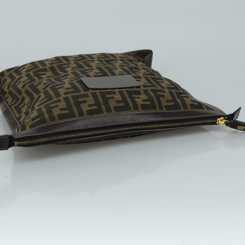 FENDI Zucca Canvas Clutch Bag Brown Black gold 108974