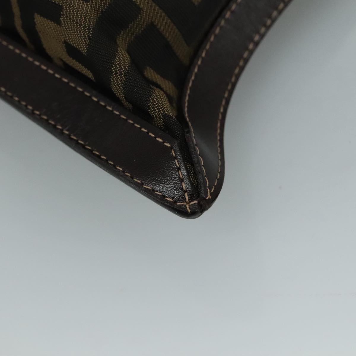 FENDI Zucca Canvas Clutch Bag Brown Black gold 108974