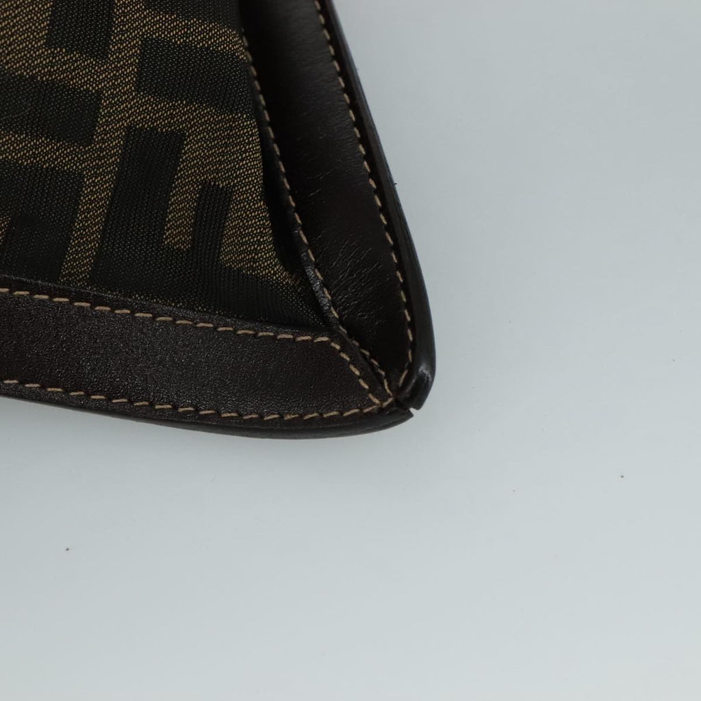 FENDI Zucca Canvas Clutch Bag Brown Black gold 108974