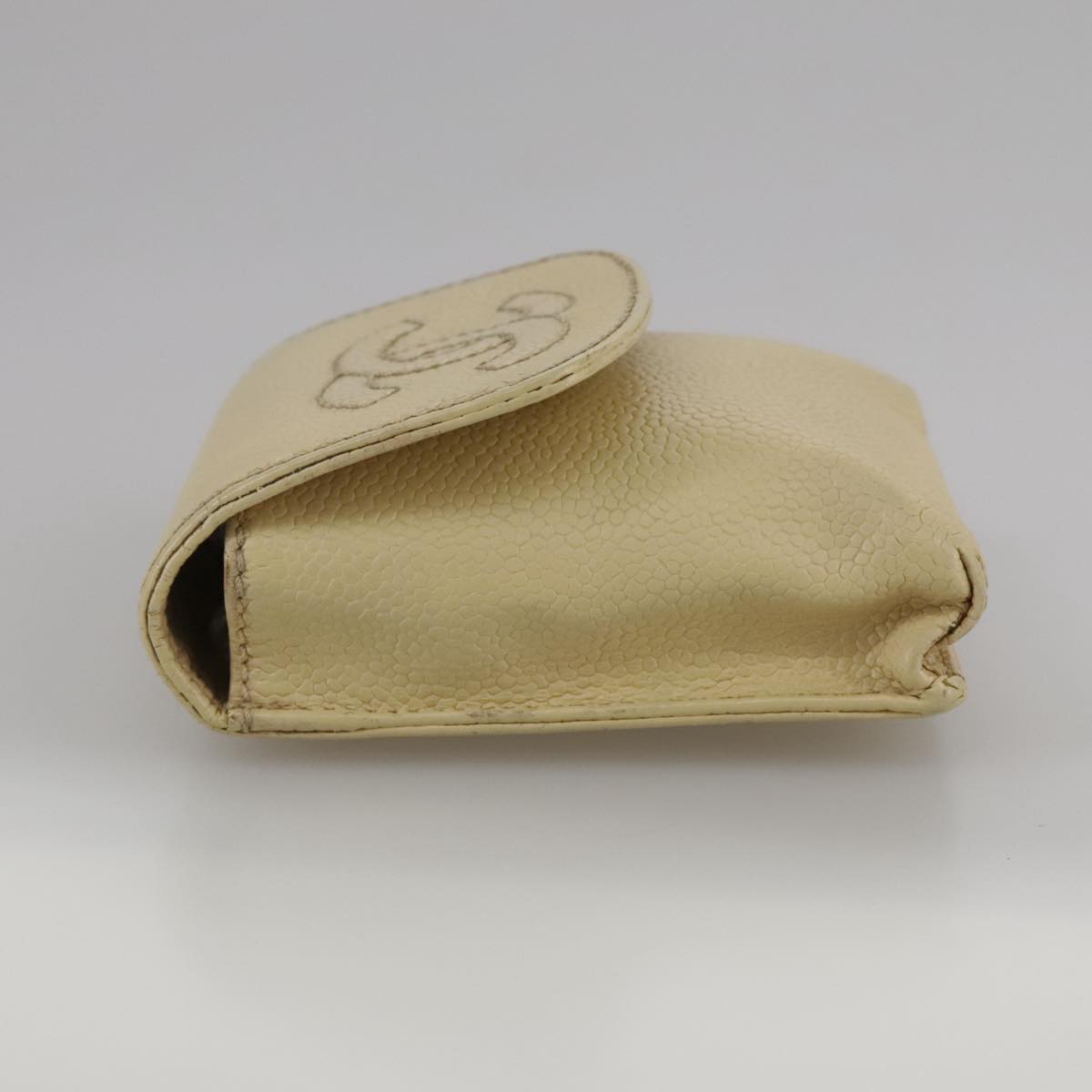 CHANEL Cigarette Case Caviar Skin Beige CC 109058