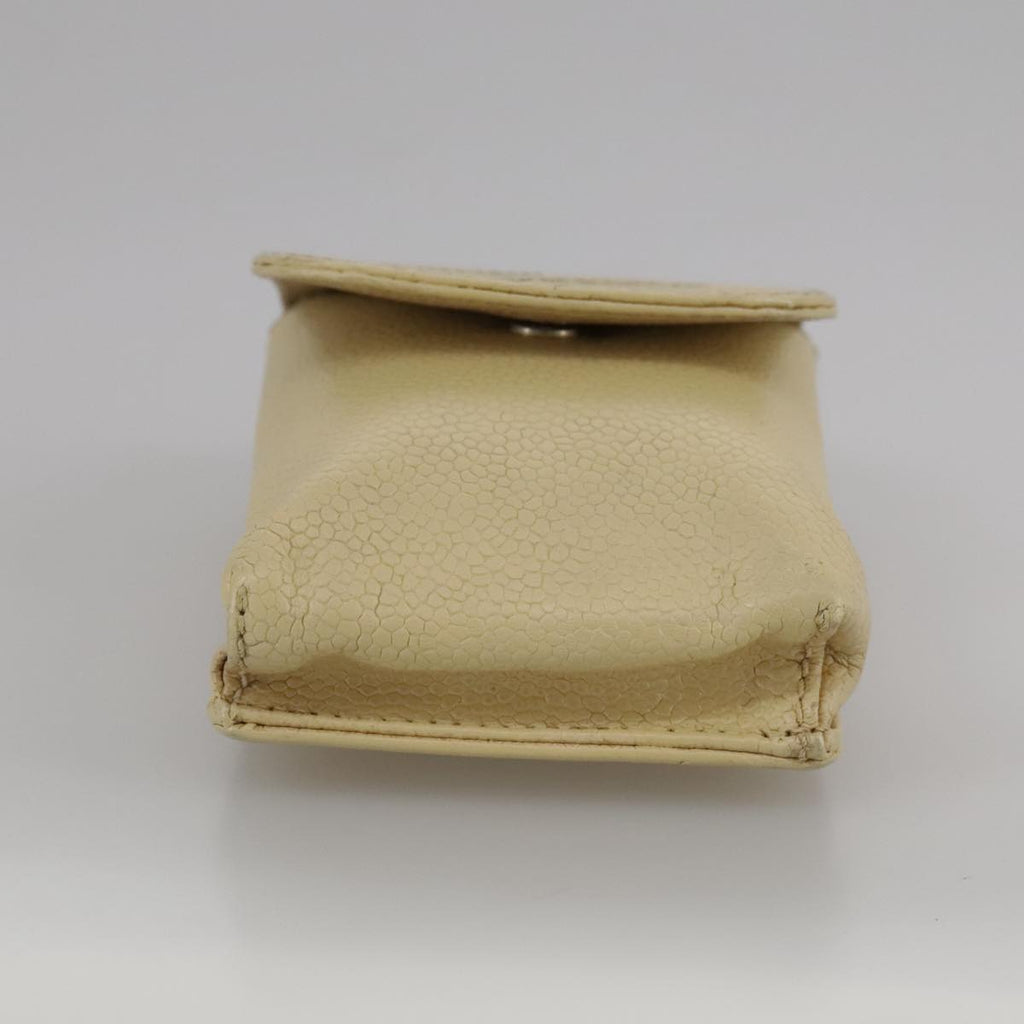 CHANEL Cigarette Case Caviar Skin Beige CC 109058