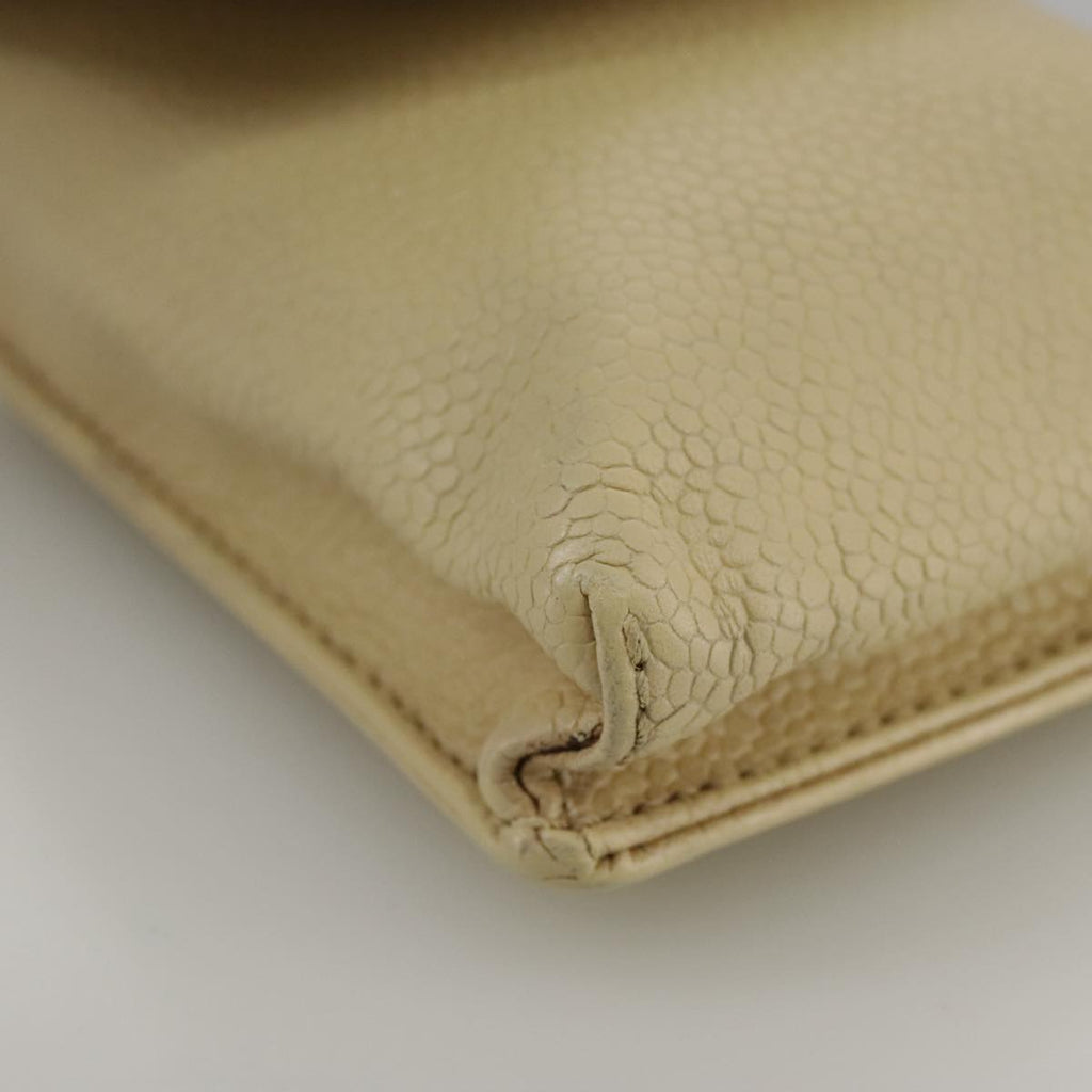 CHANEL Cigarette Case Caviar Skin Beige CC 109058