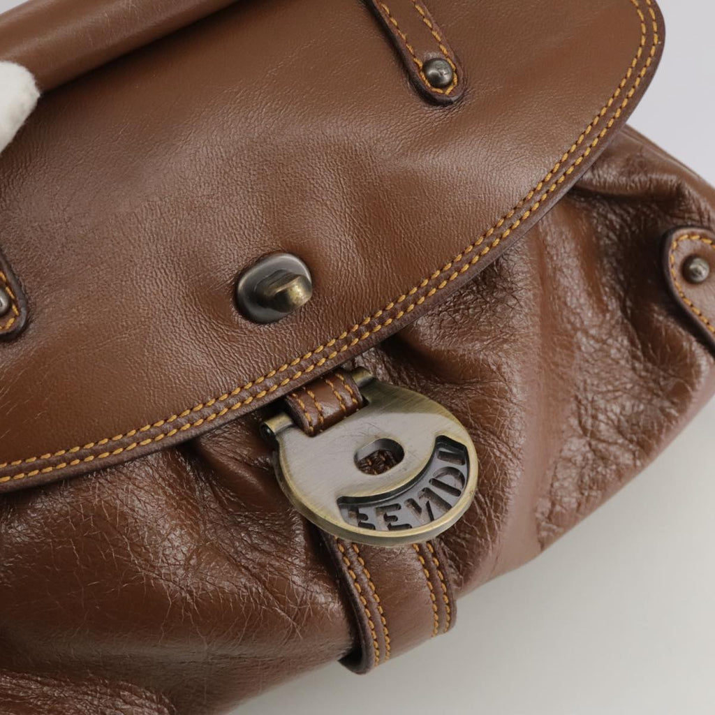FENDI Hand Bag Leather Brown 109148