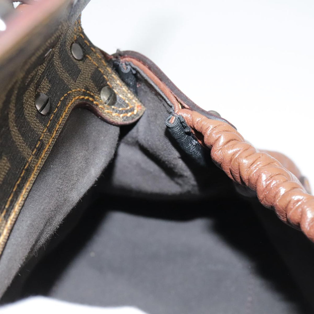 FENDI Hand Bag Leather Brown 109148