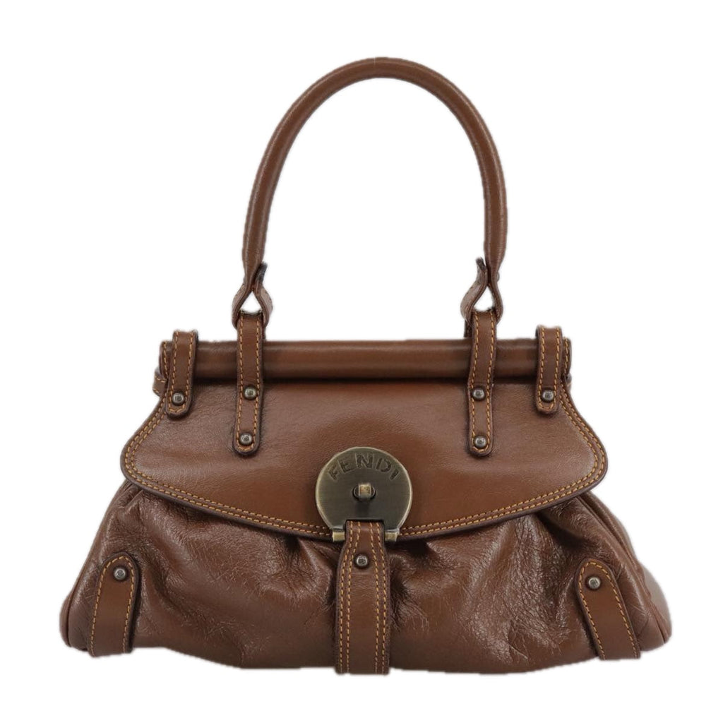 FENDI Hand Bag Leather Brown 109148