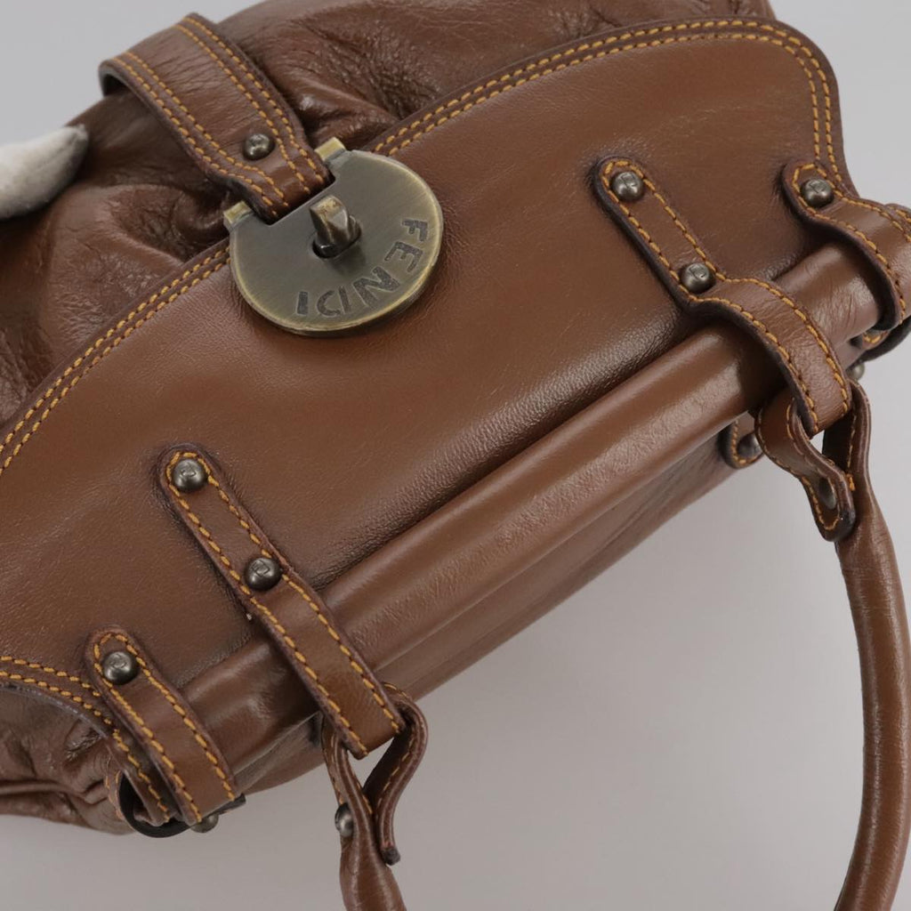 FENDI Hand Bag Leather Brown 109148