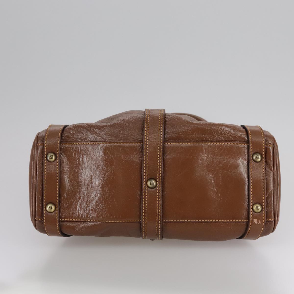 FENDI Hand Bag Leather Brown 109148