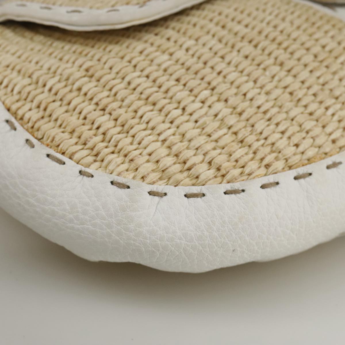 FENDI Celeria Hand Bag Raffia Beige 109149