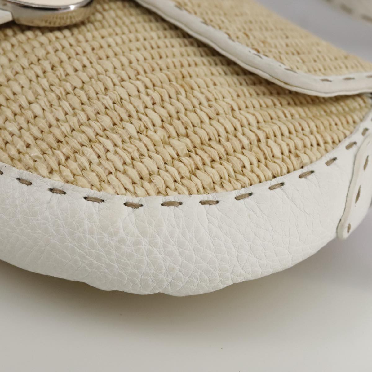 FENDI Celeria Hand Bag Raffia Beige 109149