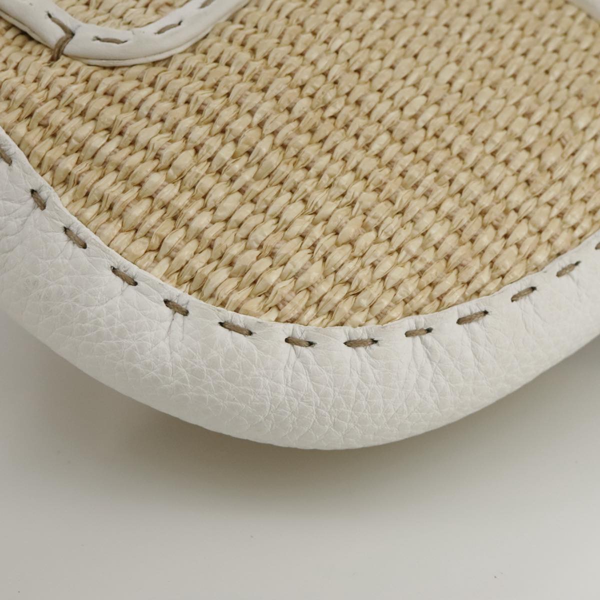 FENDI Celeria Hand Bag Raffia Beige 109149