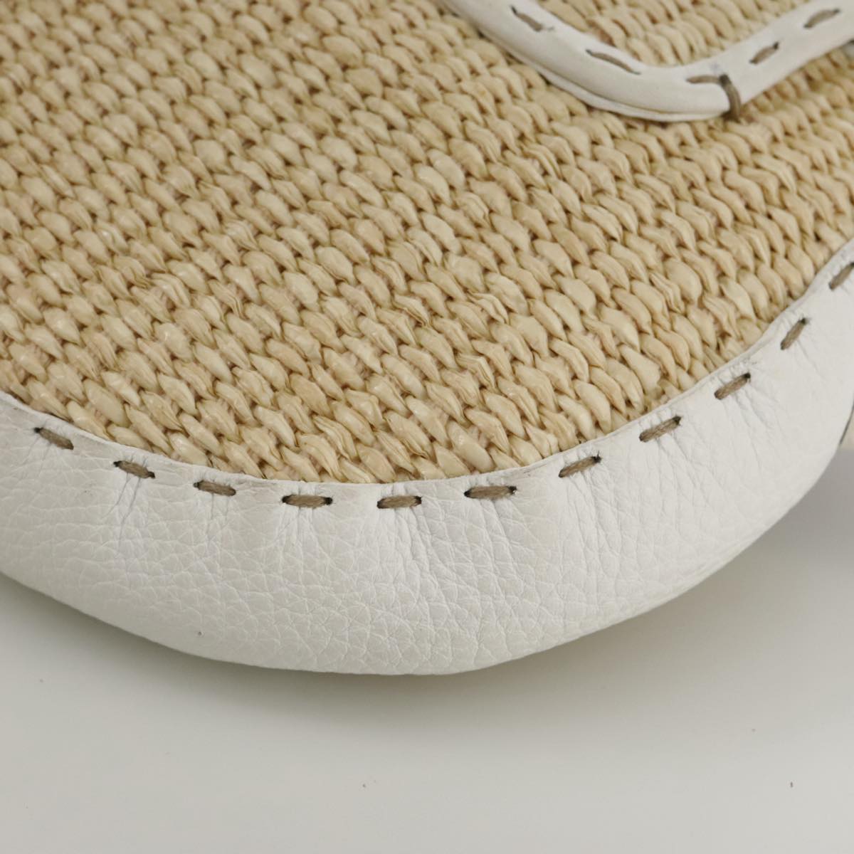 FENDI Celeria Hand Bag Raffia Beige 109149