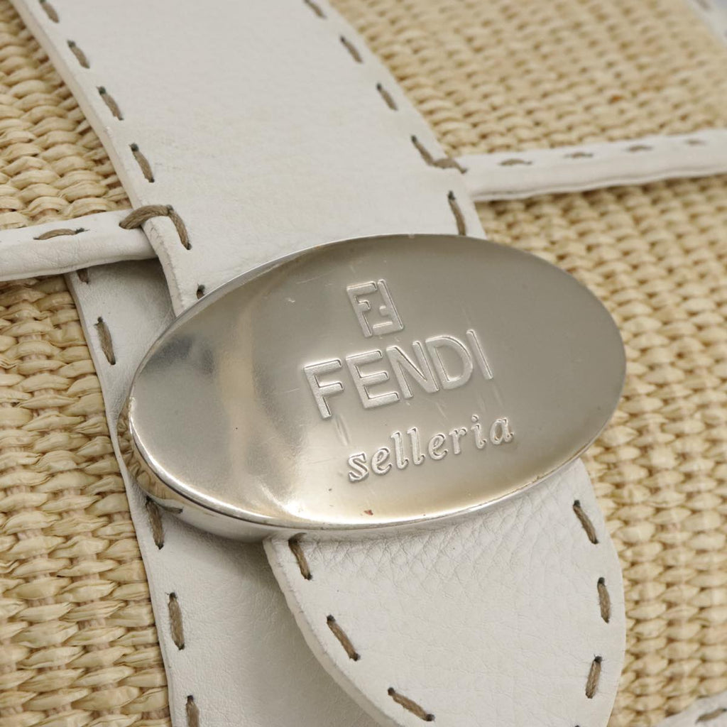 FENDI Celeria Hand Bag Raffia Beige 109149