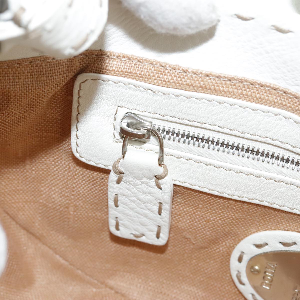 FENDI Celeria Hand Bag Raffia Beige 109149