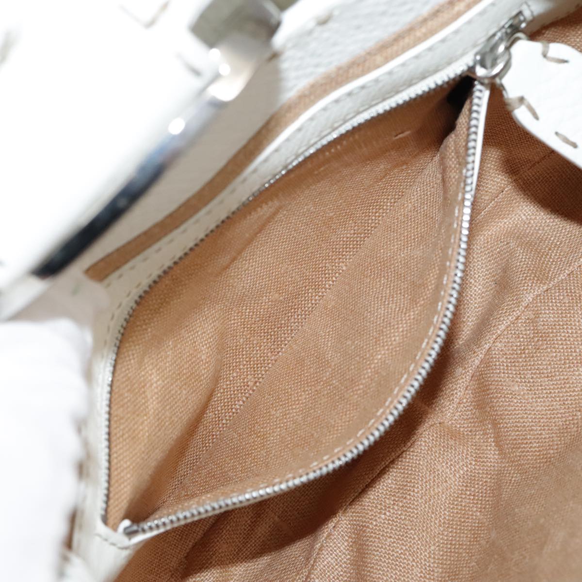 FENDI Celeria Hand Bag Raffia Beige 109149