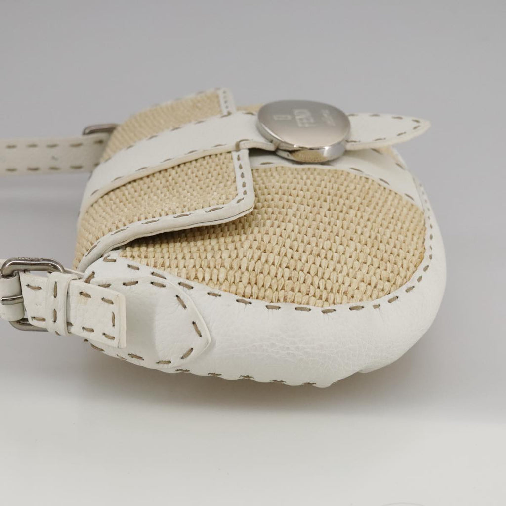 FENDI Celeria Hand Bag Raffia Beige 109149