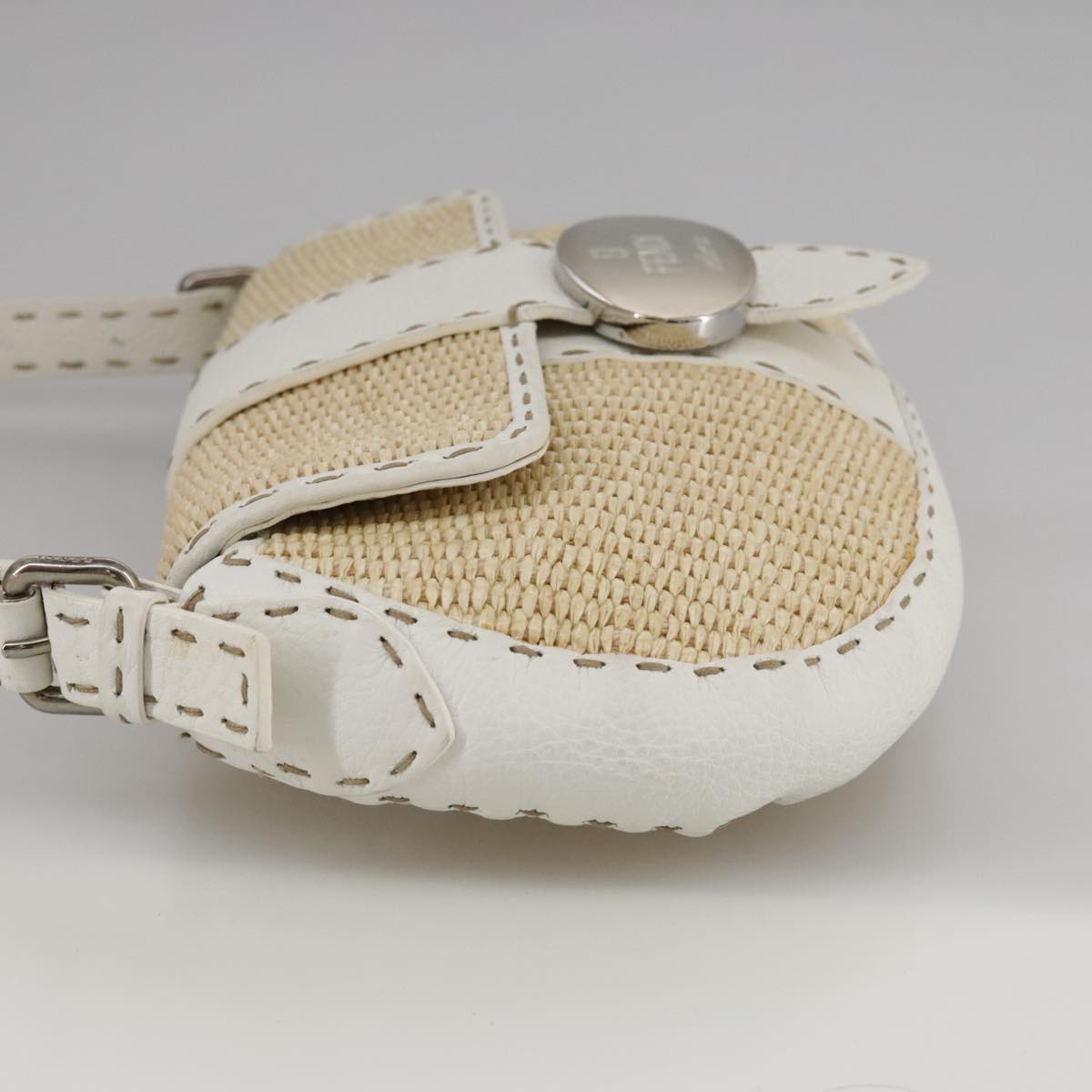 FENDI Celeria Hand Bag Raffia Beige 109149